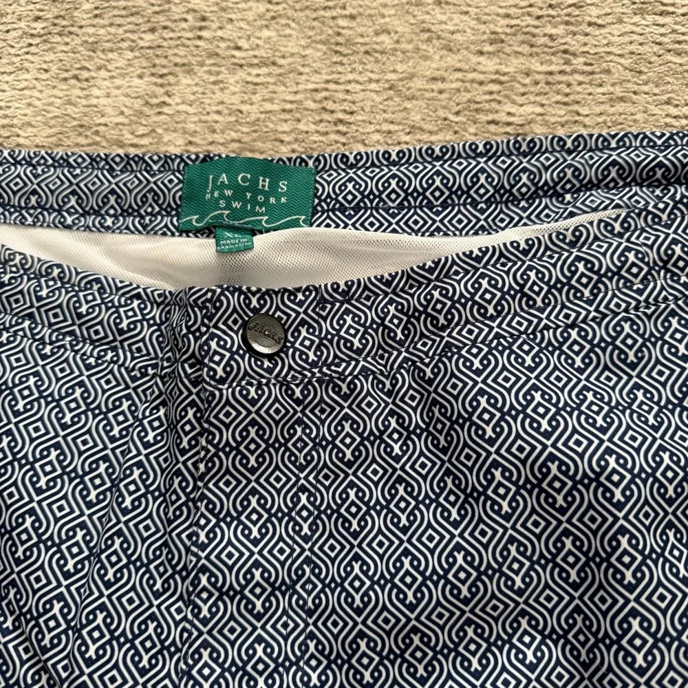 Jachs NY Swim‎ Navy Geometric Print Swim Trunks XL Mesh Lined